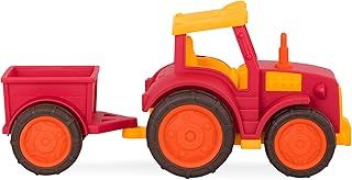 Wonder Wheels by Battat – Tractor & Trailer – Toy Tractor and Trailer Combo for Toddlers Age 1 and Up (2 pc). – 100% Recyclable, Red