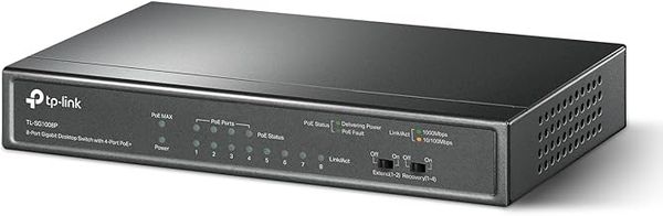 TP-Link TL-SG1008P 8 Port Gigabit PoE Switch 4 PoE+ Ports Network Switch at 64W Desktop, Plug & Play Sturdy Metal with Shielded Ports Fanless QoS & IGMP Snooping, Black