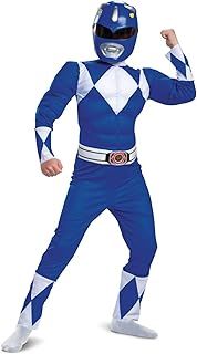 DISGUISE Official Blue Power Rangers Costume Kids, Power Rangers Fancy Dress Up Outfit for Boys Children Book Day Week Costume for Kids
