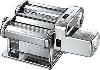 Marcato Electric Pasta Machine Atlas 150 + Motor, Electric Pasta Roller, Made in Italy, Adjustable Thickness Settings, for Lasagna, Fettuccine, Tagliolini, with Electric Motor. Model: Atlasmotor