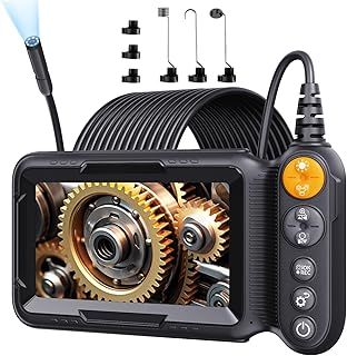 Endoscope Inspection Camera, Hopefox 5'' IPS Screen Digital Borescope,1080P HD Inspection Camera with 8 LED Lights, IP67 Waterproof DrainCamera,16.5ft Flexible EndoscopeCamera, Gadgets for Men