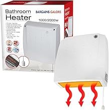 2kw Downflow Bathroom Fan Heater - Indoor 2000w Electric Down Flow Heat | Wall Mounted, Thermostat, Energy-Saving | For Kitchen, Office, Bathroom, Commercial, Garage - Pull Cord, Over Heat Protection