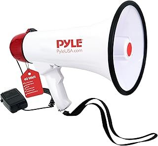 Pyle Megaphone Speaker PA Bullhorn W Built-in Siren - Adjustable Volume, 800 Yard Range - Ideal for Football, Soccer, Baseball, Hockey, Basketball Cheerleading Fans, Coaches, Safety Drills (PMP40)