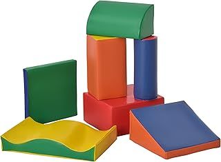 HOMCOM 7 Piece Climb and Crawl Activity Play Set Kids Soft Foam Blocks Toddler Soft Play Equipment Building and Stacking Blocks Educational
