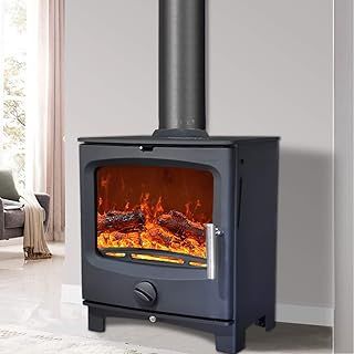NRG 5KW Contemporary Woodburning Multifuel Stove Eco Design High Efficiency Fireplace Defra Approved