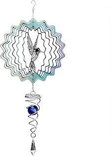 Lpraer Hanging Wind Spinner 6 Inch Stainless Steel 3D Colorful Kinetic Mandala Wind Spinner With Ball Spiral Tail for Outdoor Yard Garden(Hummingbird)