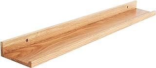 IBUYKE Solid Oak Timber Floating Shelf Wall, Creative U-shaped Shelf Display Racks for Living Room, Office, Bedroom, Bathroom, Kitchen, 90cm Wood color RF-GB545