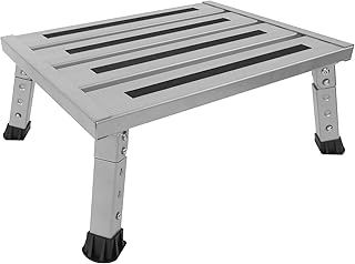 Adjustable Height Aluminum Campervan/Motorhome Step, Caravan Step, Foldable Platform Step Stool, Supports Up to 300KG, Non-Slip Rubber Feet, Easy to Carry