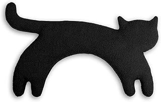 Leschi Wheat Bag microwavable, unscented/Heat Pack for Neck and Shoulders/Animal: Cat Minina, Black