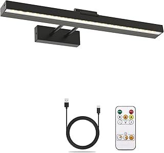 LABOREDUCER Wireless Rechargeable Picture Lights for Wall with Remote,Dimmable and Timer Battery Operated Picture Lights 4000mAh,Cordless Art Light Adjustable Degree with Magnet,Dart Board Light Black