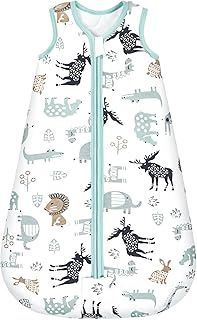 Mosebears Baby Winter Sleeping Bag 2.5 Tog,Toddler Sleep Sack Wearable Blanket 100% cotton baby sleeping bag for Babies 0-24 Months(Blue Zoo,12-18 Months)
