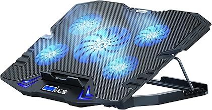 TopMate C5 Laptop Cooling Pad Gaming Notebook Cooler, Laptop Fan Cooling Stand Adjustable Height with 5 Quiet Fans Blue LED Light, Computer Chill Mat with LCD Controller, for 10-15.6 Inch Laptops