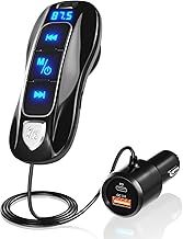 Bluetooth 5.3 FM Transmitter, Bluetooth Adapter Car Radio Audio Transmitter Handsfree Car Kit with QC3.0 PD 30W USB Port,A2DP Crystal Sound, 1.1M Cable, Voltage Display, TF Card Play