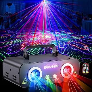 5 in 1 Disco Lights, L2800 Disco Lights for Parties, Dj Lights with Music Sound Activated, 3D RGB Animation Stage Lights with DMX 512 Controller for Parties Bar Nightclub Live Show