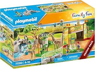 Playmobil 71190 Family Fun Experience Zoo, playset with animals, enclosures and penguin pool, a Zookeeper and visitors, toy for Children aged 4+