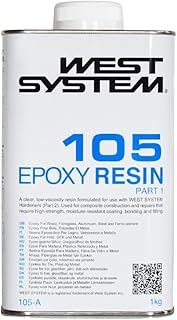 WEST SYSTEM 105 Epoxy Resin 1kg - Clear Resin for Deep Pour Casting, Wood, Metal & Fibreglass Repairs- Marine Grade Epoxy Glue for Woodwork, Repair and DIY - Pair with Hardener for Use