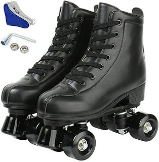 XUDREZ Roller Skates for Women, Roller Skates Adult High Top Cowhide Leather Classic Double-Row Roller Skates, Roller Skates for Girl,Indoor Outdoor Roller Skates for Beginner