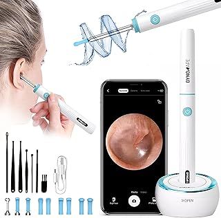 Ear Wax Removal Kit Camera 5MP, 1080p FHD Ear Cleaner Ear Wax Remover with LED Lights & WiFi Otoscope Ear Camera - Set of 17 Ear Cleaner with Camera for iPhone, iPad & Android Smart Phones (White)