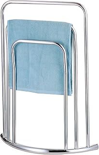 Free Standing Towel Rail – 3 Bar Curved Towel Rack,Chrome Finished Durable Stainless Steel, Anti Rust, Compact Towel Stand for Bathroom H76 x W58 x D29cm