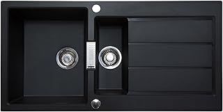 Franke Sirius S2D651CB 1.5 Bowl Tectonite Reversible Carbon Black Kitchen Sink