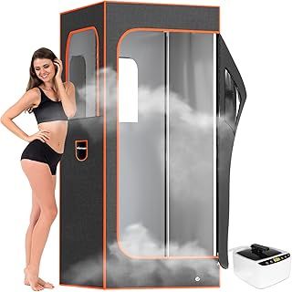 Adamson Full Size Portable Steam Sauna - Indoor Sauna Tent for Home Spa Relaxation + Boost Health and Recovery + 2.6L 1000W Steamer + Chair + Remote + Foot massager