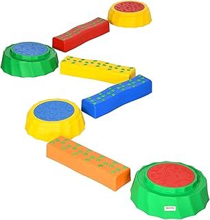 Outsunny 8 PCS Kids Stepping Stones Balance Beam w/Non-Slip Surface and Bottom, Stackable Stepping Stones for Toddler