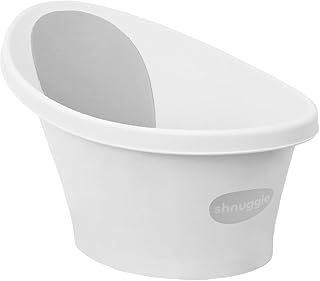 Shnuggle Baby Bath Tub Featuring Ergonomic Bum Bump Support, Soft Foam Backrest and an Integrated Plug. A Compact, Space-Saving Bathing Solution for Newborns up to 12 Months - White