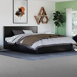 Vida Designs Lisbon King Size Bed, 5ft Ottoman Bed Frame Upholstered UKFR Faux Leather Headboard Low Foot End Bedroom Furniture, Black