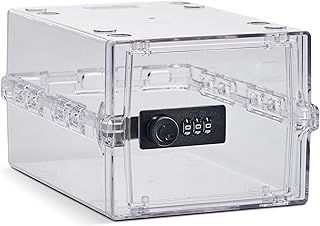 Lockabox Mini™ | Small Lockable Box with Combination Lock (A5-Sized) | Mini Storage Lock Box for Small Medicines, Snacks & Mobile Phones | Discrete & Hygienic (Crystal)