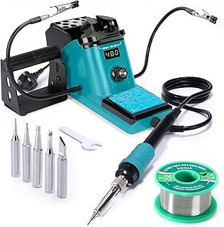 926LED III 60W Digital Display Soldering Iron Station Soldering Iron Kit with 2 Helping Hands, 5 Extra Soldering Iron Tips, Lead-Free Solder Wire, Auto Sleep & Calibration Support (UK Plug)