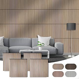CLICK-DECK Wooden Wall Panels | Premium Acoustic Wall Panels | Slat Wall Panelling Feature Walls | Sound Absorbing | Wood Panels for Walls | Pack of 4 Panels – 60x60cm (White Oak)