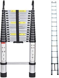 5M Telescopic Ladder with Roof Hook Kit Aluminium Portable Multi-Purpose Folding Portable Heavy Duty Multi-Purpose Aluminium Telescopic Ladder Extendable (16.5FT)