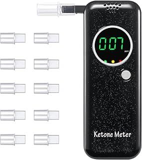 Ketone Breath Analyzer Portable, Ketone Breath Meter Digital, Ketosis Breath Tester Tracing Ketones Status, with 10 Replaceable Mouthpieces (Black)