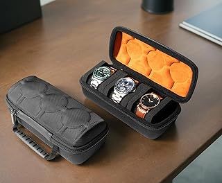 MATGEUT Watch Travel Case - Hard Watch Box Storage Organizer and Display, fits Large & Small Watches (Green Lining, 3 Slots)