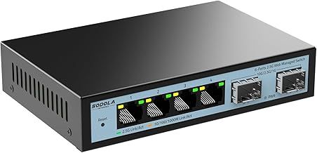 6 Port 2.5Gb Web Managed Switch, 4 x 2.5G Base-T Ports & 2 x 10G SFP, Multi-Gigabit Network Switch for Office Home, 2.5G Ethernet Switch Splitter, Static Aggregation/QoS/VLAN/IGMP