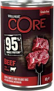 Wellness CORE 95 Percent Beef & Broccoli, 6 x 400g, Dog Food Wet for All Dog Breeds, Chunky Paté, Grain-Free, High Meat Content, Protein-Rich, Limited Ingredient Recipe