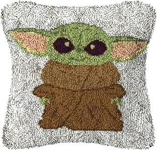 ROCKY&CHAO Latch Hook Kit Batman 43X43CM Latch Hook Pillow Case Kits, DIY Latch Hook Cushion Kits Cross Stitch Embroidery Kits Latch Hook Pillow Cover Kits Home Decor