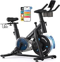 Exercise Bike with LCD Display, Stationary Bike with Exclusive App for Customized Exercise Plans, Quiet Indoor Cycling Bike Exercise Equipment for Home Gym Use, 300lbs Weight Capacity