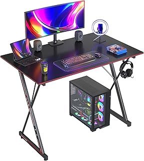CubiCubi Gaming Desk 120cm PC Computer Desk, Home Office Desk Table Gamer Workstation, Simple Game Table, Black