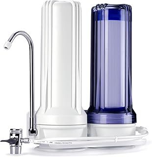 iSpring CKC2 Countertop Drinking Water Filtration System, 2 Stage High Output Includes Activated Carbon Block Filters, White