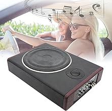 8 Inch 600W Underseat Car Audio Ultra Slim Compact Active Subwoofer System Loud Sound Audio Active Bass Box Cable Amplifier Power Bass Slim Speaker Amplifier Enclosed Subwoofer System 12V