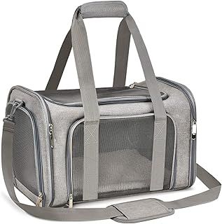 Cat, Dog Carrier Portable, Soft Sided, Medium Small Airline Approved, Foldable Bunny Puppy Carrier up to 15lbs, Bag Carrier for Travel(Gery,Medium)