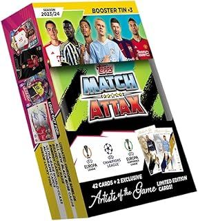 Topps Match Attax 23/24 - Booster Tin 3 - contains 42 Match Attax cards plus 2 exclusive Artists of the Game Limited Edition cards