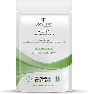 Bodygenix Rutin 500mg Tablets - Powerful Antioxidant Formula Bioflavanoid Source Vitamin C Natural Vegan Supplement - 30 Tablets 1 Month Supply
