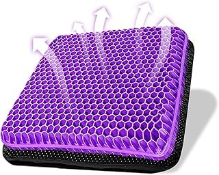 Gel Seat Cushion, Double Thick Breathable Seat Cushion Cool Gel Cushion Honeycomb Design,Breathable Lumbar Cushion With Non-Slip,Pressure Pain relief Gel Cushion For Home Office Chair Car Wheelchair