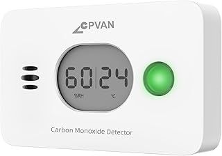 CPVAN Carbon Monoxide Detector Alarm, 3-in-1 CO Detctor 10 Year Sensor Life Replaceable Battery with Digital Display Portable Carbon Monoxide Alarm for Home EN 50291 Standard (CO, Temp and Humidity)