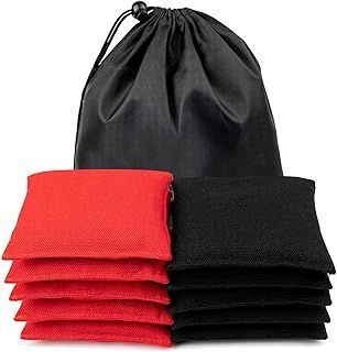 WOFEU 10 Pcs Bean Bags,Bean Bags for Kids Throwing, Mini Cornhole for Tossing Sports Outdoor Family Games Kids Toys Hand Toss Games Boys Girls Party Games（Black+Red）
