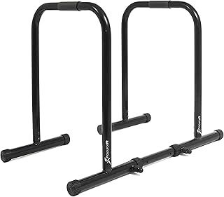 ProsourceFit Dip Stand Station, Adjustable Dip Bar for Home Gym Fitness Equipment, Ultimate Heavy Duty Body Bar Press with Safety Connector for Tricep Dips, Pull-Ups, Push-Ups, L-Sits, Black