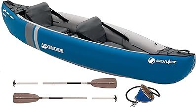 Sevylor Kanu aufblasbar Adventure Kit - 2 Personen Faltkajak inkl. 2 Paddel, Fußpumpe, 314 x 88 cm