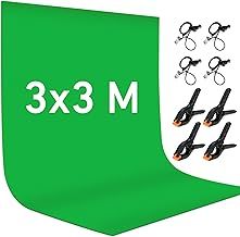 YZNT 3x3m Green Screen Background, 100% Polyester Photo Backdrop Machine Washable with 4 Clamps & 4 Side Clips, Ideal for Live Streaming, Portrait Shooting, Product Photography, and Video